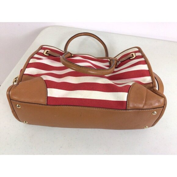 Michael Kors Stripe Red Purse Satchel Bag - Picture 7 of 10